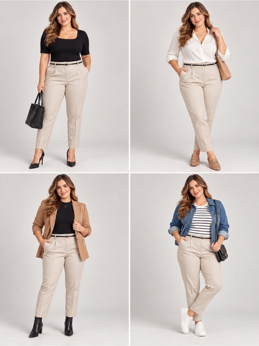 NWT Apt 9 Curvy Fit Trouser Leg Dress Pants Beige 16W Short